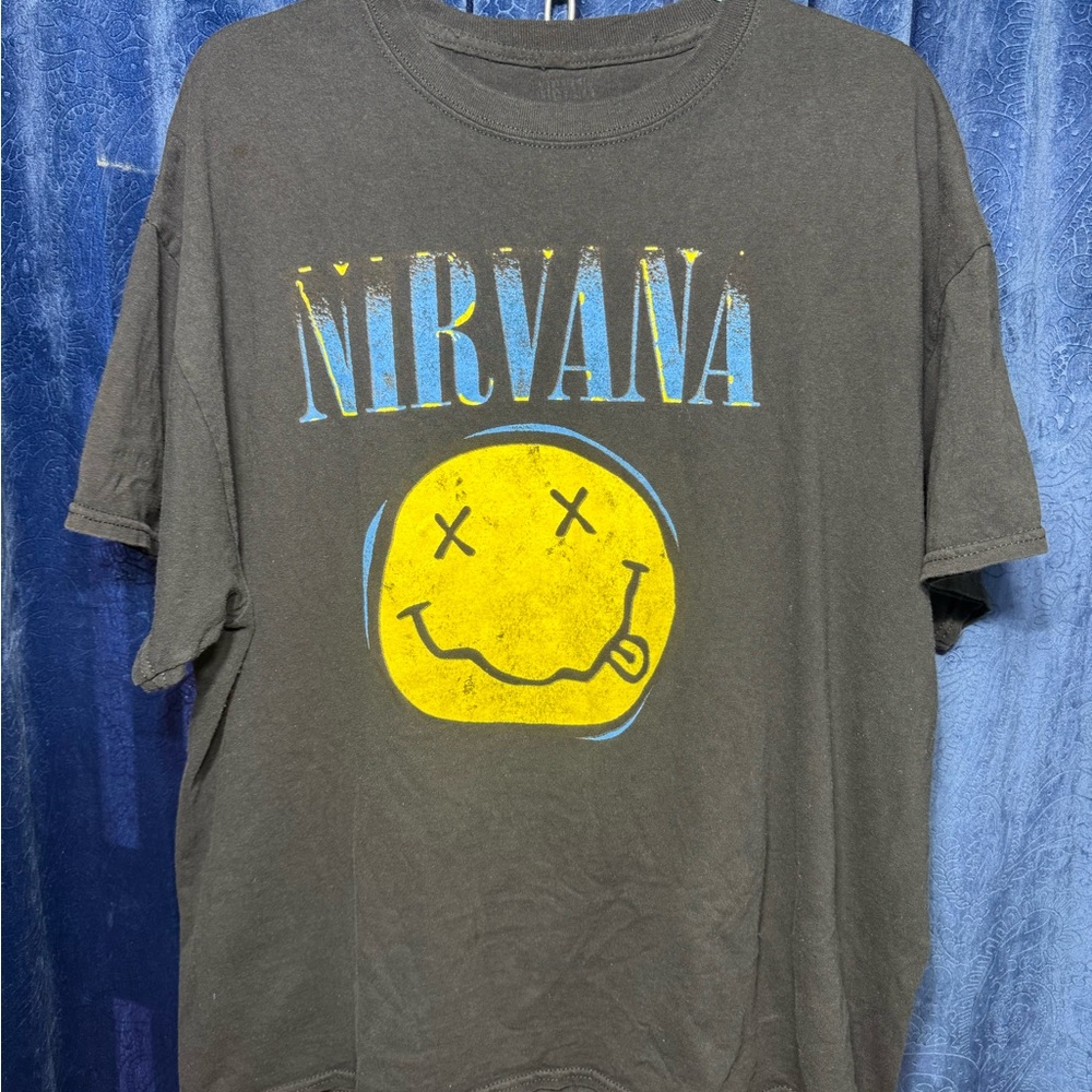 NIRVANA Tee with Yellow and Blue Graphic